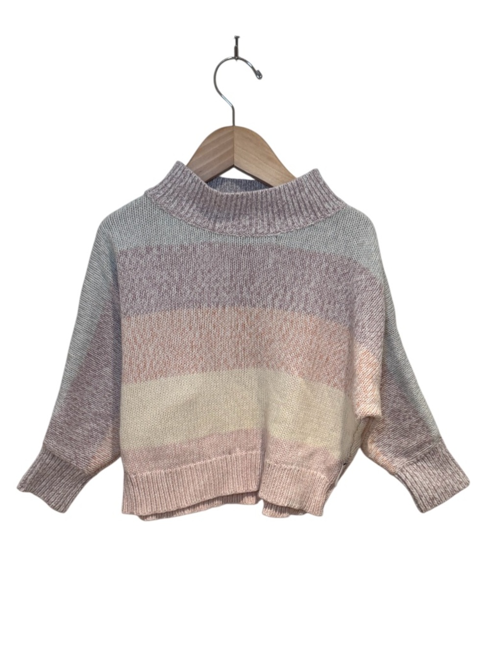 HUX/HUXBABY heathered pastel stripe knit mock neck oversized sweater - size 3